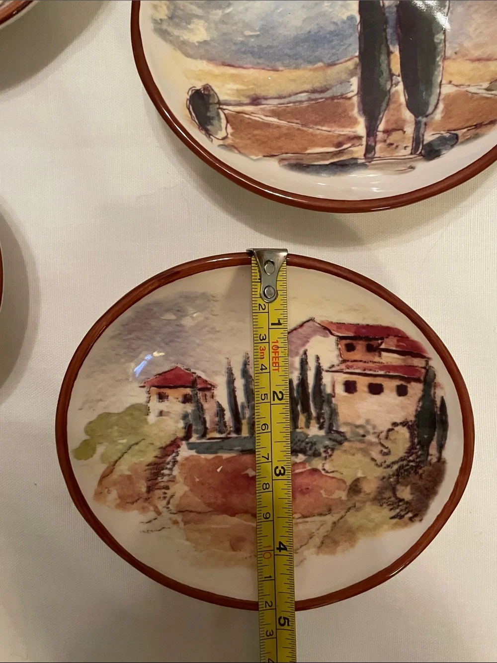 Williams Sonoma Tuscan Landscape Set of (4) Dip Appetizer Dishes 5-1/2” Ceramic